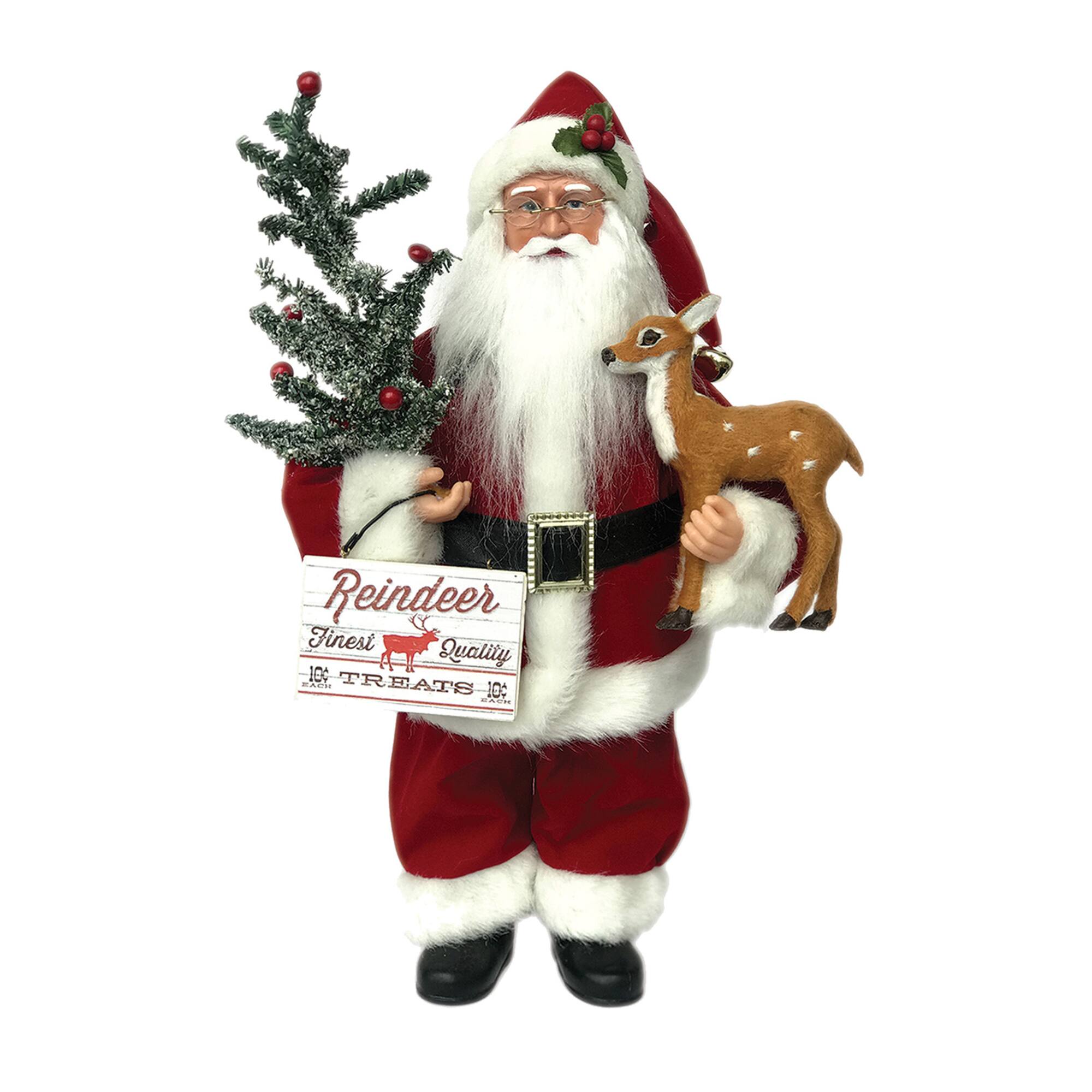 15" Reindeer Treats Santa Claus Decoration